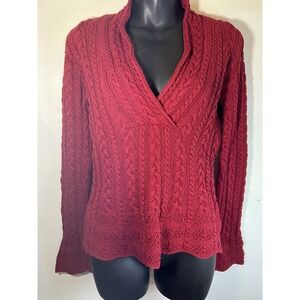 Vintage 90s Y2K Ralph Lauren Green Tag Red Knit Sweater Cozy Long Sleeve